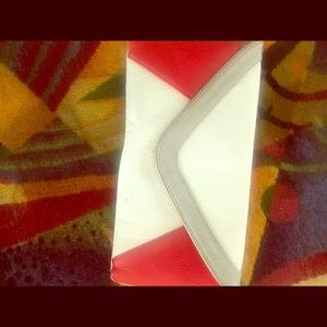 Red white and gray Steve Madden clutch